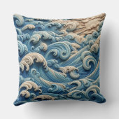 Ocean Waves Throw Pillow クッション (裏面)