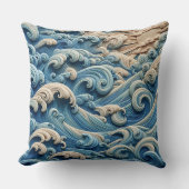 Ocean Waves Throw Pillow クッション (正面)