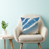 Ocean Waves Throw Pillow 🌊 Coastal Blue Cushion クッション (椅子)