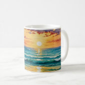 Ocean waves water color mug wrap designs コーヒーマグカップ (正面右)