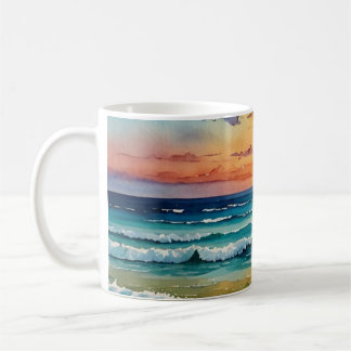 Ocean waves water color mug wrap designs コーヒーマグカップ