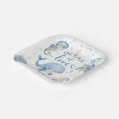 Ocean Whale Baby Shower Boy Blue  ペーパープレート (傾斜あり)