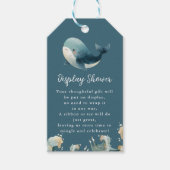 Ocean Whale Turquoise Display Baby Shower ギフトタグ (正面)