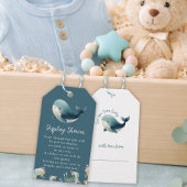 Ocean Whale Turquoise Display Baby Shower ギフトタグ