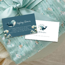 Ocean Whale Turquoise Gift Tag Display Baby Shower エンクロージャーカード