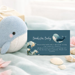 Ocean Whale Waves Turquoise Books for Baby Shower  エンクロージャーカード