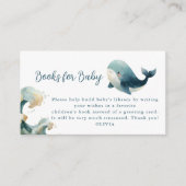Ocean Whale Waves White Books for Baby Shower エンクロージャーカード (正面)