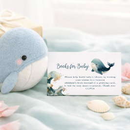 Ocean Whale Waves White Books for Baby Shower  エンクロージャーカード