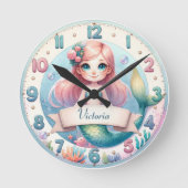 Ocean Whimsy Mermaid Clock ラウンド壁時計 (正面)