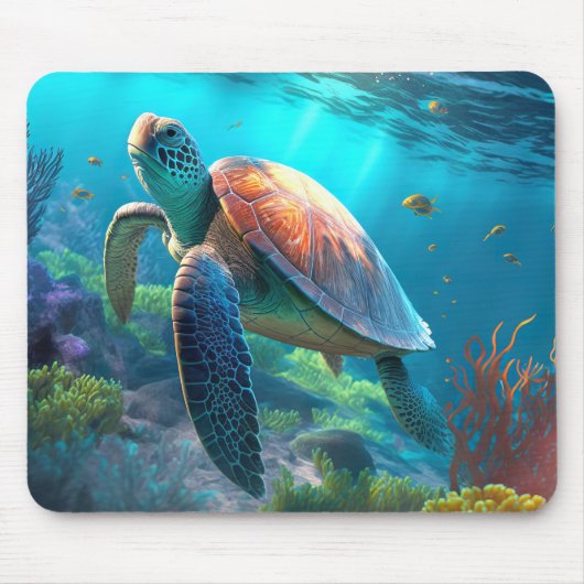 Ocean Wildlife Mouse Pads Featuring Sea Turtle Des マウスパッド (正面)