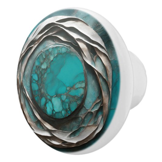 Oceanic Art Nouveau Turquoise Silver  セラミックノブ (右)
