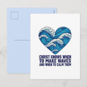 Oceanic blue Christ and the waves design シーズンポストカード (正面/裏面)