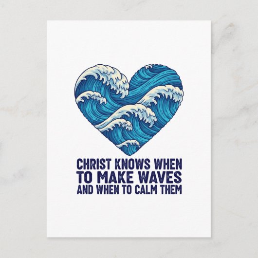 Oceanic blue Christ and the waves design シーズンポストカード (正面)