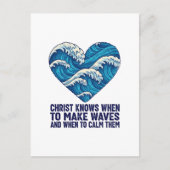 Oceanic blue Christ and the waves design ポストカード (正面)
