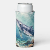 Oceanic Blue Whale and Coastal Poem スリム缶クーラー (Seltzer正面)