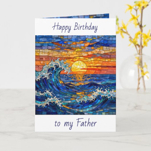 Oceanic Coastal Ocean Waves Father's Birthday カード (黄色い花)