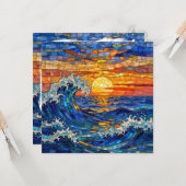 Oceanic Coastal Ocean Waves Sunset   カード (正面/裏面インサイチュ)