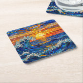 Oceanic Coastal Ocean Waves Sunset   スクエアペーパーコースター (アングル)