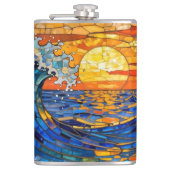 Oceanic Coastal Ocean Waves Sunset   フラスク (正面)