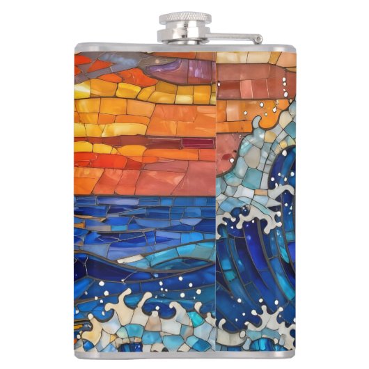 Oceanic Coastal Ocean Waves Sunset   フラスク (裏面)