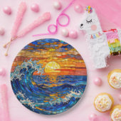 Oceanic Coastal Ocean Waves Sunset   ペーパープレート (パーティー)