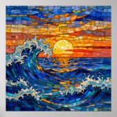 Oceanic Coastal Ocean Waves Sunset   ポスター (正面)