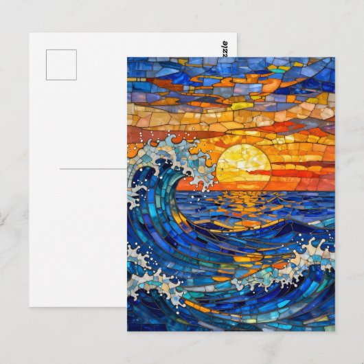 Oceanic Coastal Ocean Waves Sunset   ポストカード (正面/裏面)