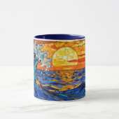 Oceanic Coastal Ocean Waves Sunset   マグカップ (中央)