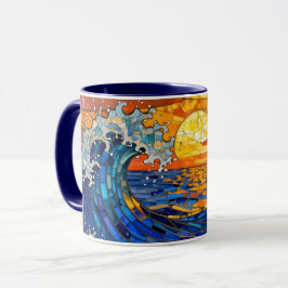 Oceanic Coastal Ocean Waves Sunset   マグカップ