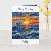 Oceanic Coastal Ocean Waves Sunset Birthday カード (黄色い花)