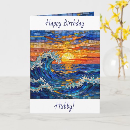 Oceanic Coastal Ocean Waves Sunset Birthday カード (黄色い花)