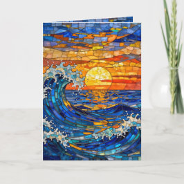 Oceanic Coastal Ocean Waves Sunset Birthday カード