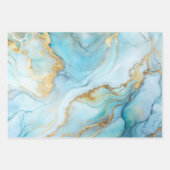 Oceanic & Gold Marble Luxe Aesthetics ラッピングペーパーシート (正面3)