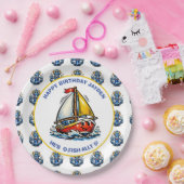 Oceanic Maritime Sailboat Boy's Birthday Party ペーパープレート (パーティー)