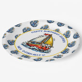 Oceanic Maritime Sailboat Boy's Birthday Party ペーパープレート (アングル)