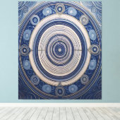 Oceanic Ripples & Sacred Geometry Mandala Canvas キャンバスプリント (インサイチュ (ウッドフロア))