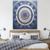 Oceanic Ripples & Sacred Geometry Mandala Canvas キャンバスプリント (インサイチュ (寝室))