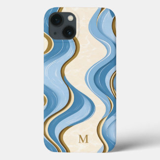 Oceanic Summer Waves Minimalistic With Initial  iPhone 13ケース