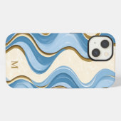 Oceanic Summer Waves Minimalistic With Initial iPhoneケース (裏面横)