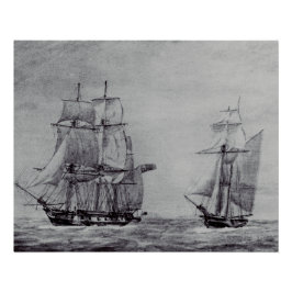 Oceanic Trek Graphic Ships Fine Art ポスター