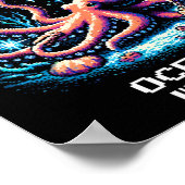 Oceanic Wisdom Aura Pixel Octopus Retro Gamer Styl ポスター (角)