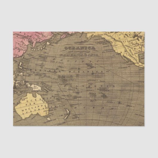 Oceanica手の着色された地図書の地図 薄葉紙 (正面)