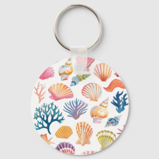 OceanModern Tropical Plant Print – Pink and Green キーホルダー