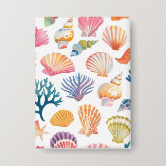 OceanModern Tropical Plant Print – Pink and Green 缶バッジ