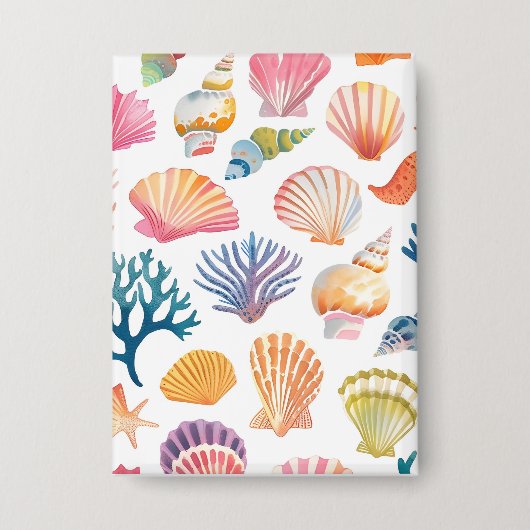 OceanModern Tropical Plant Print – Pink and Green 缶バッジ (正面)