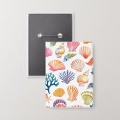 OceanModern Tropical Plant Print – Pink and Green 缶バッジ (正面/裏面)
