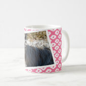 Ocelot Pattern自分の写真を追加するマグカップ – ピンク コーヒーマグカップ (正面右)