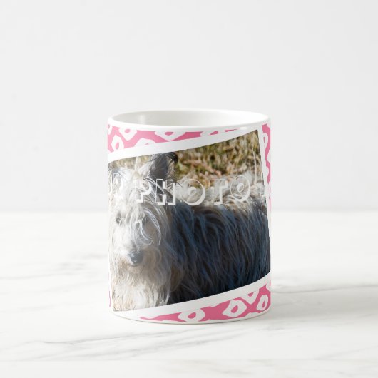 Ocelot Pattern自分の写真を追加するマグカップ – ピンク コーヒーマグカップ (中央)