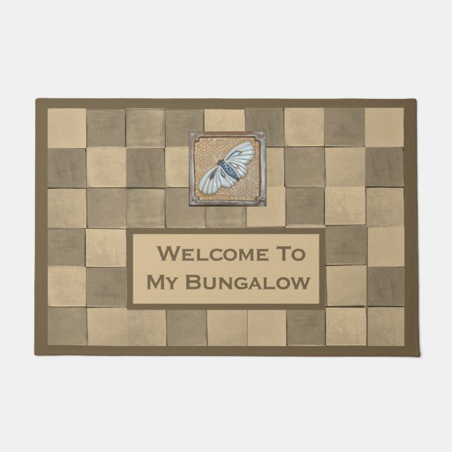 Ocherタイルとtanタイルを使用したDoormat ドアマット (正面)