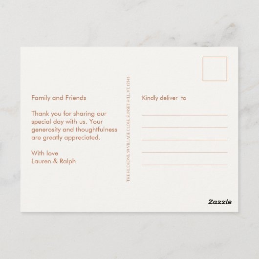 Ochreとアイボリーの非写真ありがとう ポストカード (裏面)